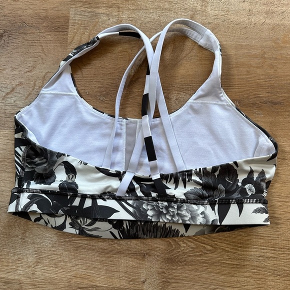Lululemon Energy Sports Bra Size 12 Floral Light Support 
 Bloom Black/White - Picture 5 of 10